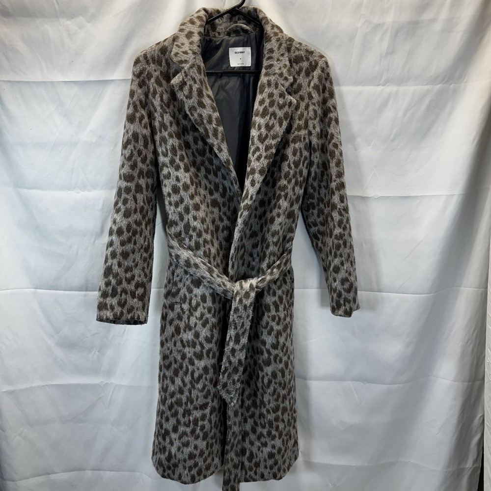 Faux Leopard Cheetah Print Coat Soft Oversized Womens Med. Midi Length Old Navy